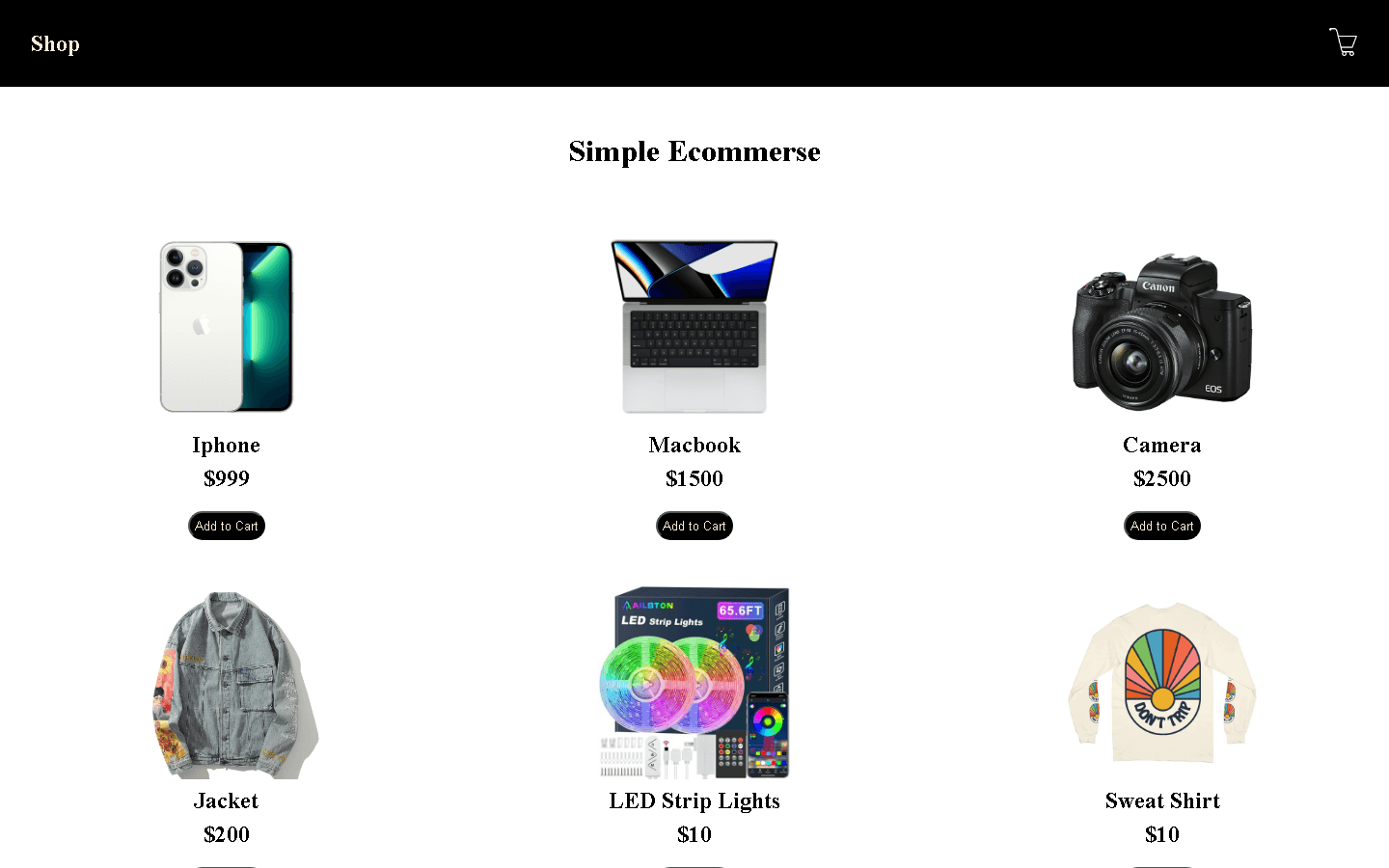 Live preview of Shop Website